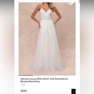Glorious Luxury White Sheer Tulle Embroidered Beaded Maxi Dress